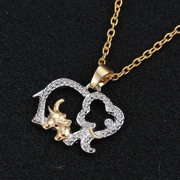 Jiaroswwei Mother's Day Gift Creative Cute Animal Double Elephant Pendant Necklace Jewelry