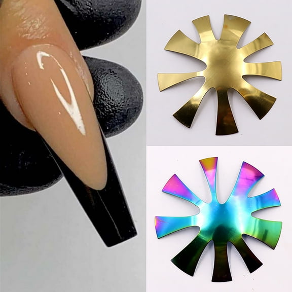 Jiaroswwei Nail Beauty Template Irregular DIY Stainless Steel French Nail Plate Model for Beauty
