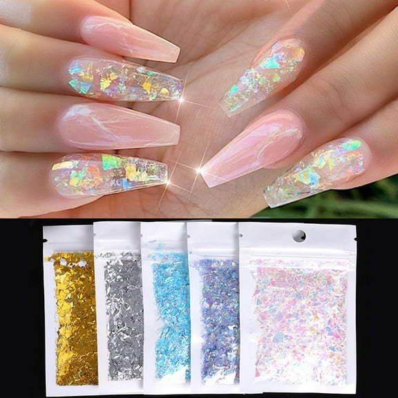 Jiaroswwei Nail Glitter Flakes Irregular Shape Manicure Decoration Accessories Paper Sequins Nail Art Decoration for Women