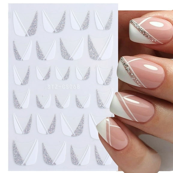 Jiaroswwei Nail Sticker French Style DIY Colorful Line Decal Powder 3D Transfer Slider for Manicure
