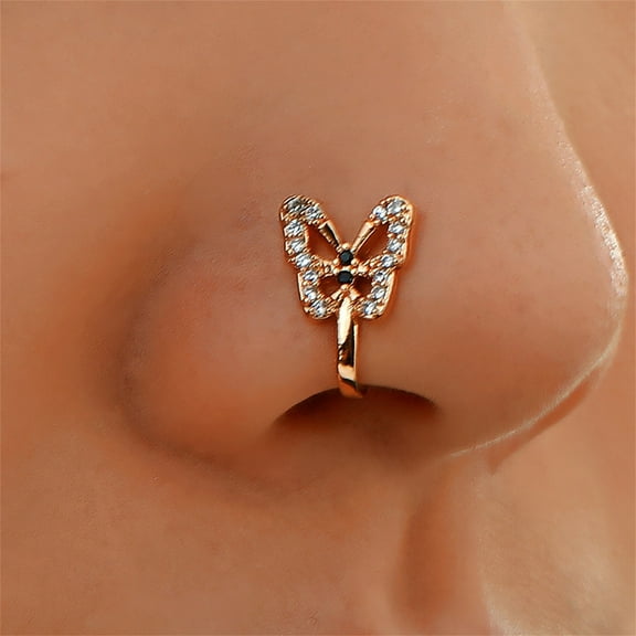 Jiaroswwei Nose Ring Eye-catching Copper Non-Piercing Nose Ring Women Jewelry for Female