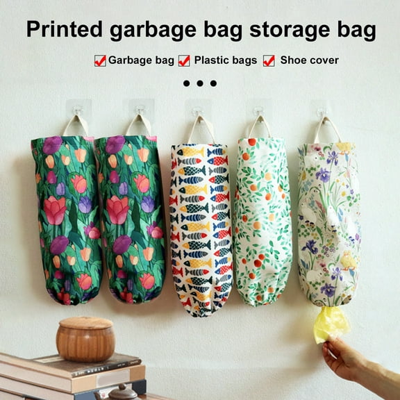 Jiaroswwei Plastic Bag Holder Printing Storage Washable Wall Mounted Grocery Bag Holder