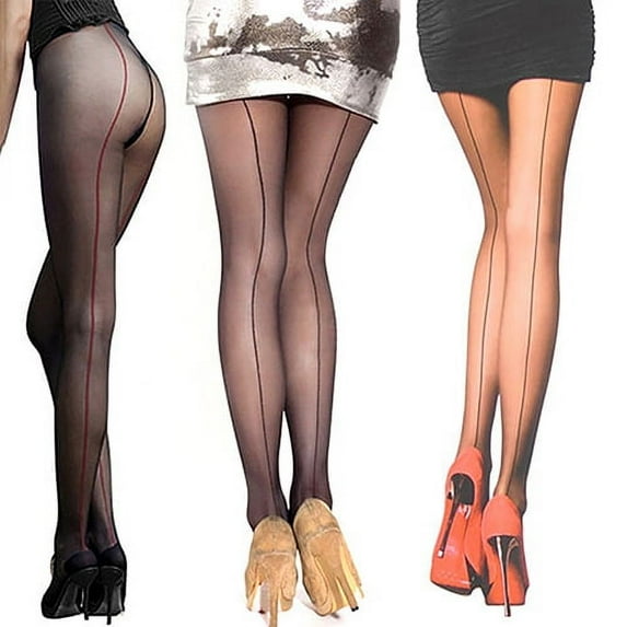 Jiaroswwei Sexy Women's Ultra Sheer Transparent Line Back Seam Tights Stockings Pantyhose