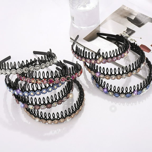 Jiaroswwei Teeth Comb Non-Slip Stable Hair Hoop Shining Rhinestones Flower Decor Girls Headband Hair Accessories