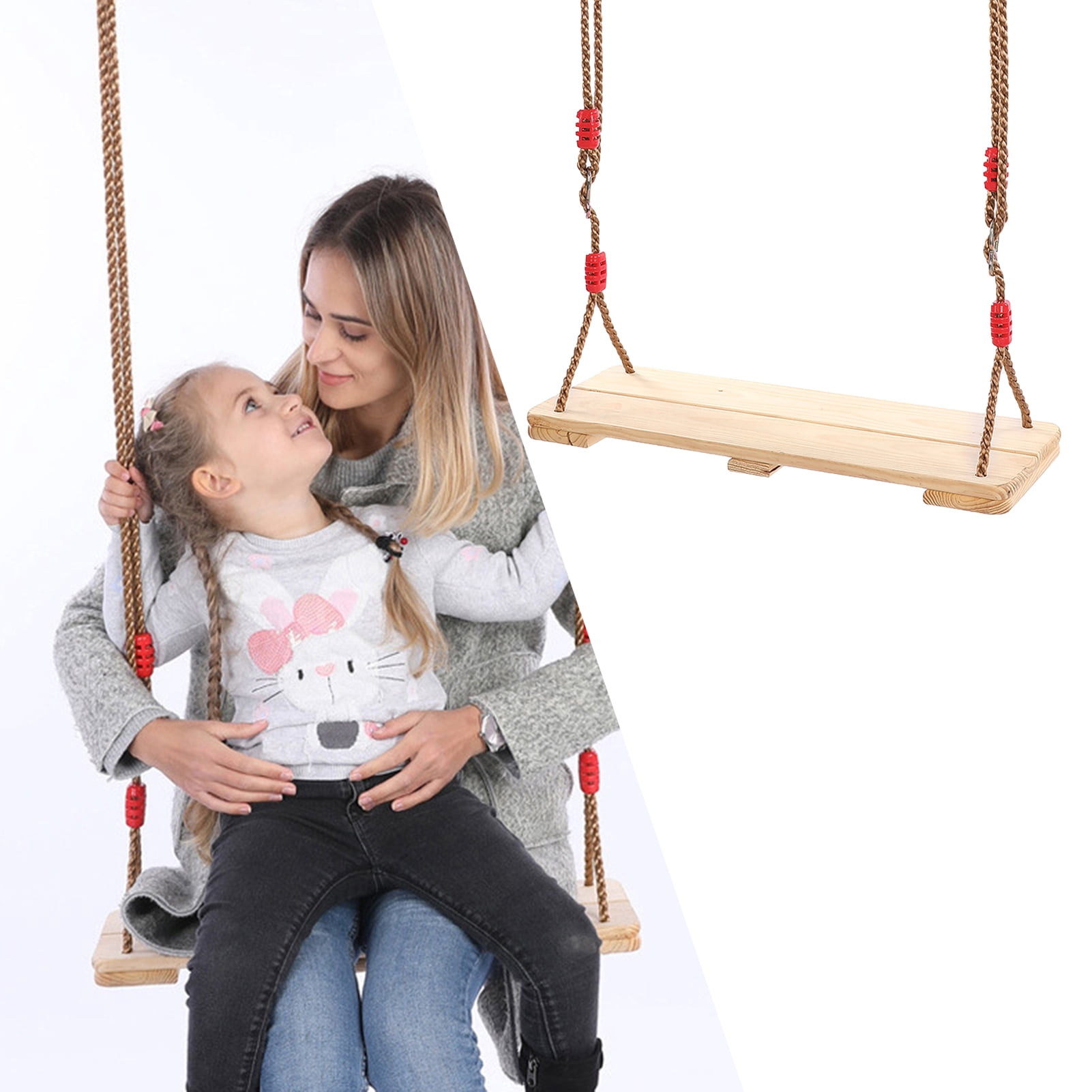Costway Children Tree Swing Set 100cm Giant Round Nest Swings W/ Adjustable Hanging Ropes