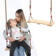 thumbnail image 1 of Jiaroswwei Tree Swing Adjustable Rope Bearing 150kg Wood Flat Kids Swing Toy for Outdoor, 1 of 7