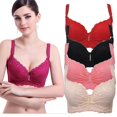 thumbnail image 1 of Jiaroswwei Women Adjustable Push Up Side Gathering Furu Lace Sexy Bra Shaping Underwear, 1 of 8