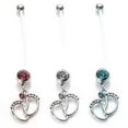 thumbnail image 1 of Jiaroswwei Women Baby Feet Flexible Bar Pregnancy Maternity Belly Navel Ring Body Piercing, 1 of 5