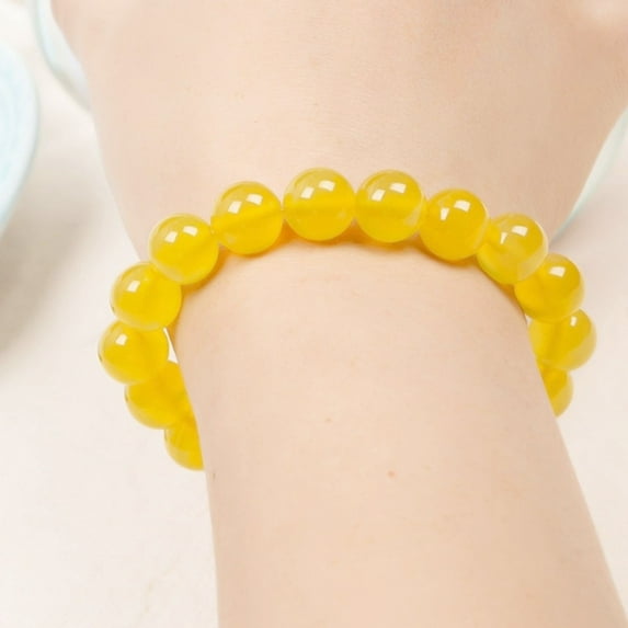 Jiaroswwei Women Beads Stretchy Glass Solid Color Natural Bracelet for Daily Wear