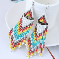 Jiaroswwei Women Bohemian Long Beaded Tassel Drop Dangle Hook Earrings Party Jewelry Gift
