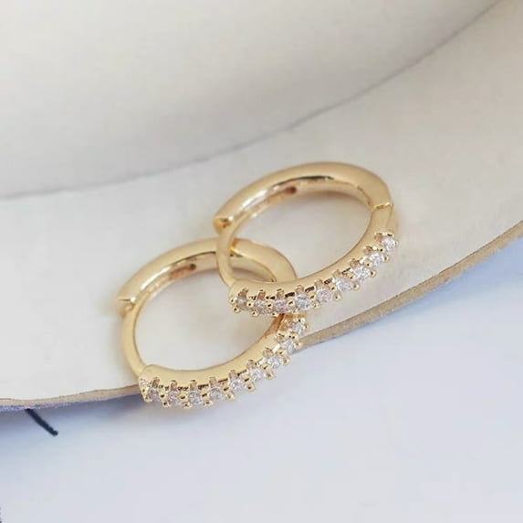 Jiaroswwei Women Earring Rhinestone Simple Mini Piercing Hoop Studs Earlobe Tragus Circle for Female