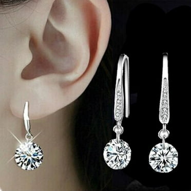 Jiaroswwei Women Fashion 925 Sterling Silver Rhinestone Dangle Earrings Wedding Jewelry