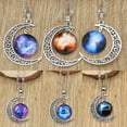 thumbnail image 1 of Jiaroswwei Women Fashion Galactic Glass Alloy Chain Crescent Moon Pendant Necklace, 1 of 7