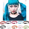 thumbnail image 1 of Jiaroswwei Women Fashion Punk Choker O-Ring Faux Leather Rivets Collar Short Necklace, 1 of 8