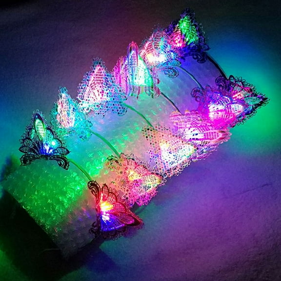 Jiaroswwei Women LED Light Up Cat Ears Lace Hair Hoop Headband Headwear Party Supplies