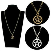 Jiaroswwei Women Men Round Hollow Star Pentagram Pendant Necklace Xmas Gift Cool Jewelry