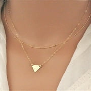 Jiaroswwei Women Multilayer Triangle Shape Pendant Chain Necklace Jewelry Gift