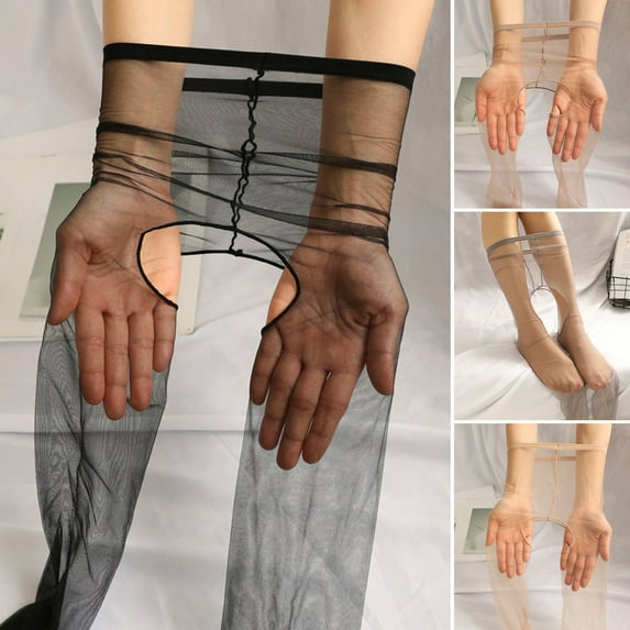Jiaroswwei Women Pantyhose Sheer Open Crotch Ultra Thin Solid Color Sexy Hollow Out See Through Stretchy Stockings for Home