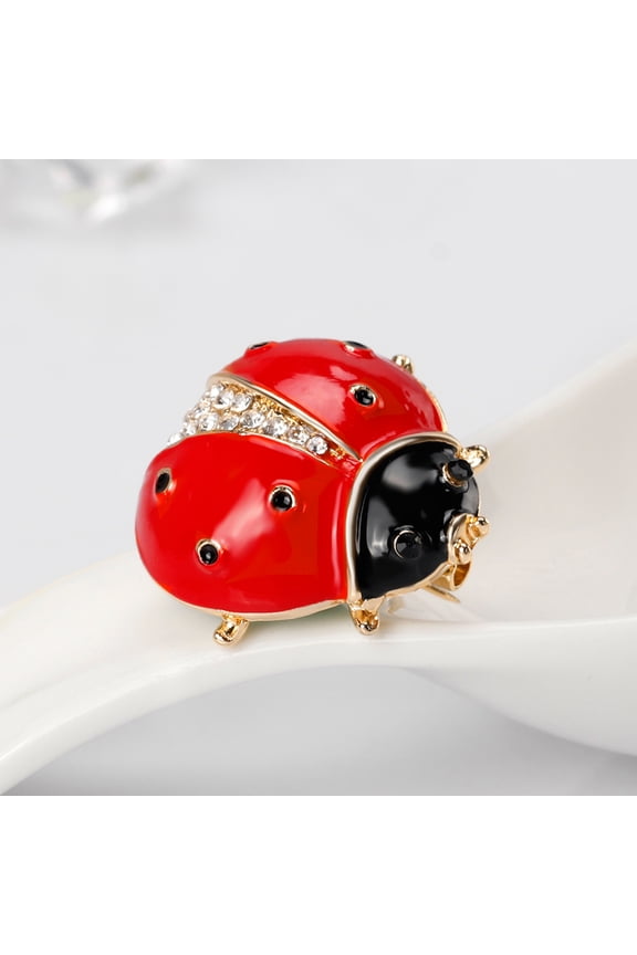 Women Scarf Accessory Cute Ladybird Rhinestone Brooch Pin Insect Breastpin