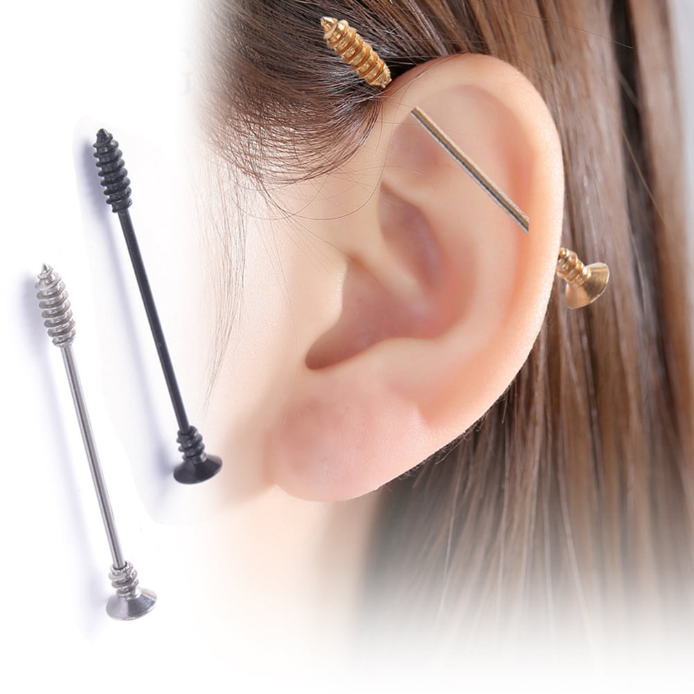 Jiaroswwei Women Screw Industrial Scaffold Bar Ear Cartilage Helix