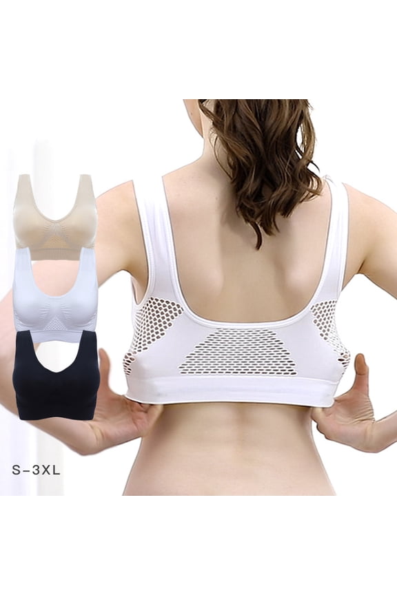 Women Sport Bra Push-up Vest with Pad Plus Size Shockproof Wireless Breathable Underwear
