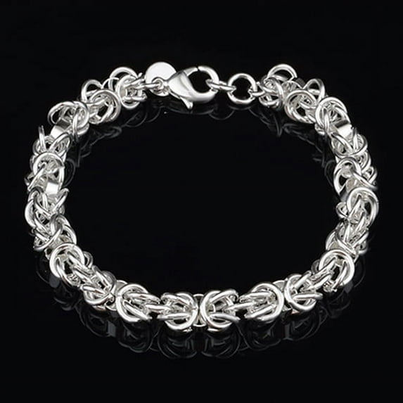 Jiaroswwei Women's Fashion 925 Sterling Silver Bracelet Bangle Chain Banquet Jewelry Gift
