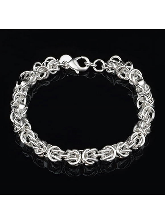 Jiaroswwei Women's Fashion 925 Sterling Silver Bracelet Bangle Chain Banquet Jewelry Gift