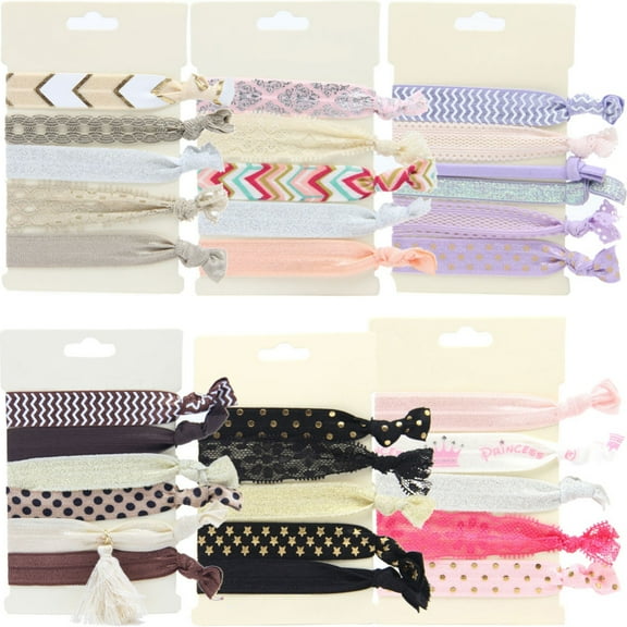 Jiaroswwei Women's Fashion Flower Printing Gilding Elastic Knot Hair Bands Ponytail Holders