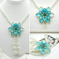 thumbnail image 1 of Jiaroswwei Women's Fashion Jewelry Flower Pendant Faux Pearl Tassels Necklace Sweater Chain, 1 of 7