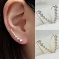 thumbnail image 1 of Jiaroswwei Women's Fashion Line Rhinestones Zircon Earrings Ear Hook Clip Stud Jewelry, 1 of 8