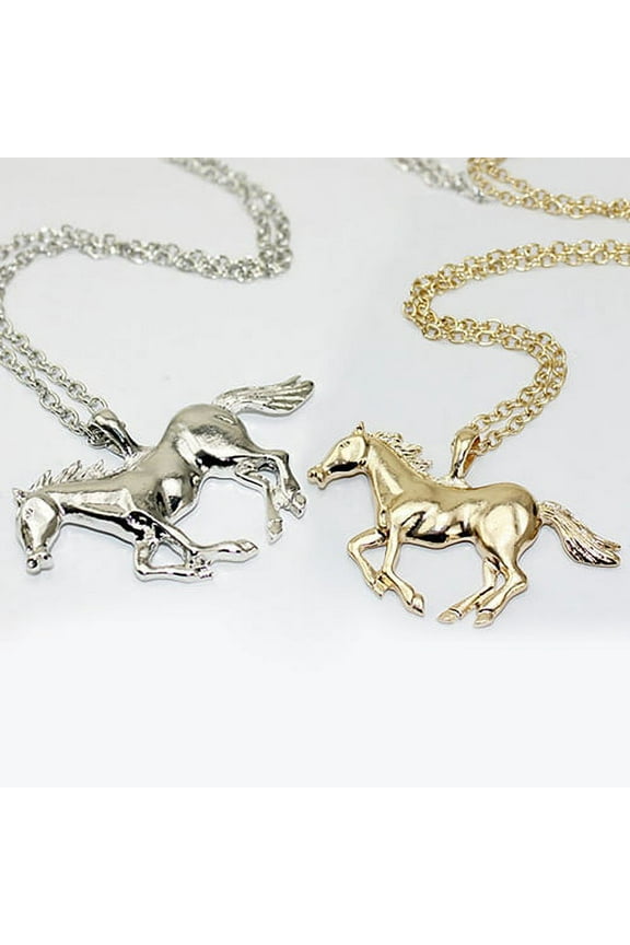 Women's Luxury Running Horse Pendant Long Sweater Chain Necklace Fashion Jewelry