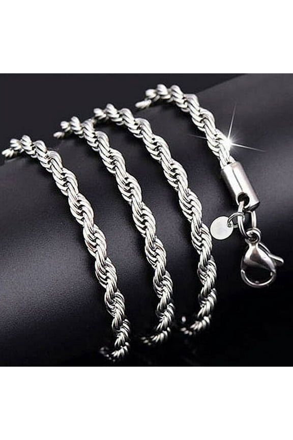 Women's Men's 925 Sterling Silver Twist Chain Necklace Charm Fashion Jewelry