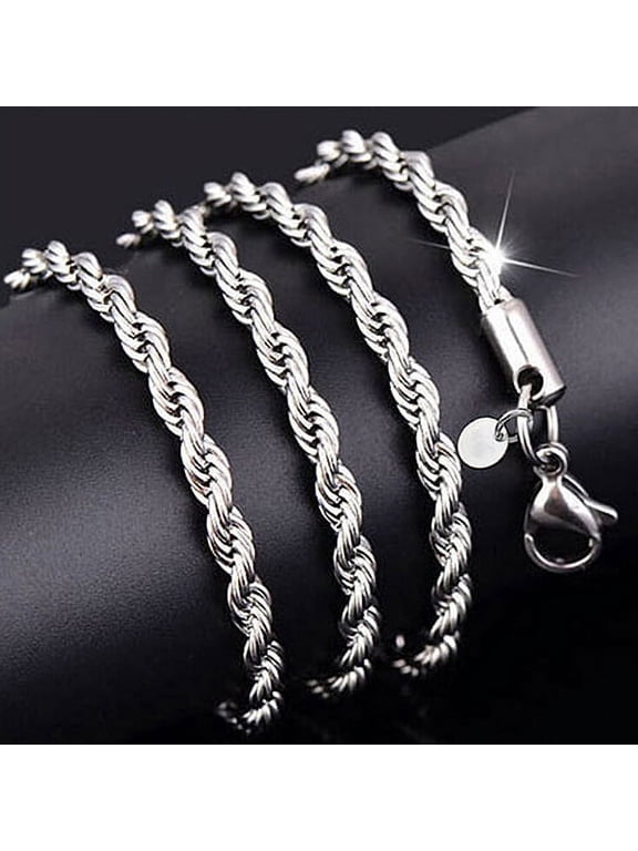 Women's Men's 925 Sterling Silver Twist Chain Necklace Charm Fashion Jewelry