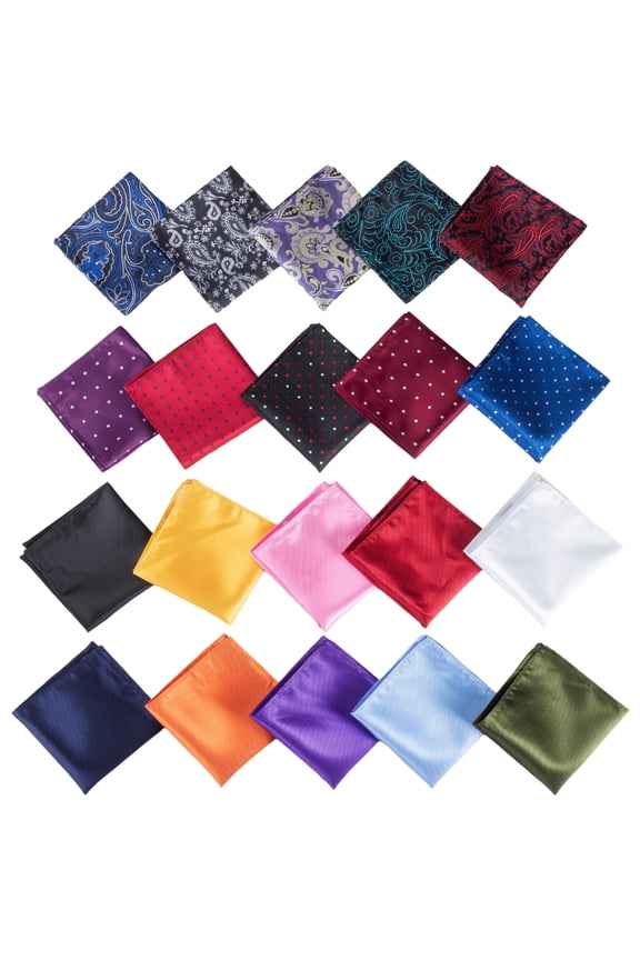 20pcs Pocket Squares for Men ,10in x10in Classic Pocket Square Handkerchiefs Set for Wedding Party,Multicoloured