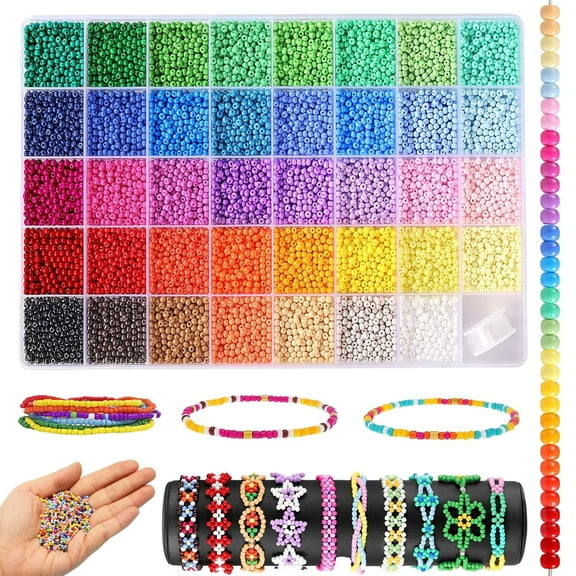 Jiaroutk Bracelet Making Kit,39 Colors 9600pcs 3mm Seed Beads for Girls Women Jewelry Making,DIY Craft