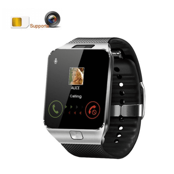 Jiarui 2G SIM Card Android Smart Watch, 1.44'' AMOLED Large Screen Smart watch for Men Women with Camera GPS, 380mAh Fitness Activity Tracker Watch (Silver)