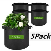 Jiarui 5 Gallon Heavy Duty and Reusable Fabric Grow Bags, Thickened Non-Woven Fabric Plant Pots. Black