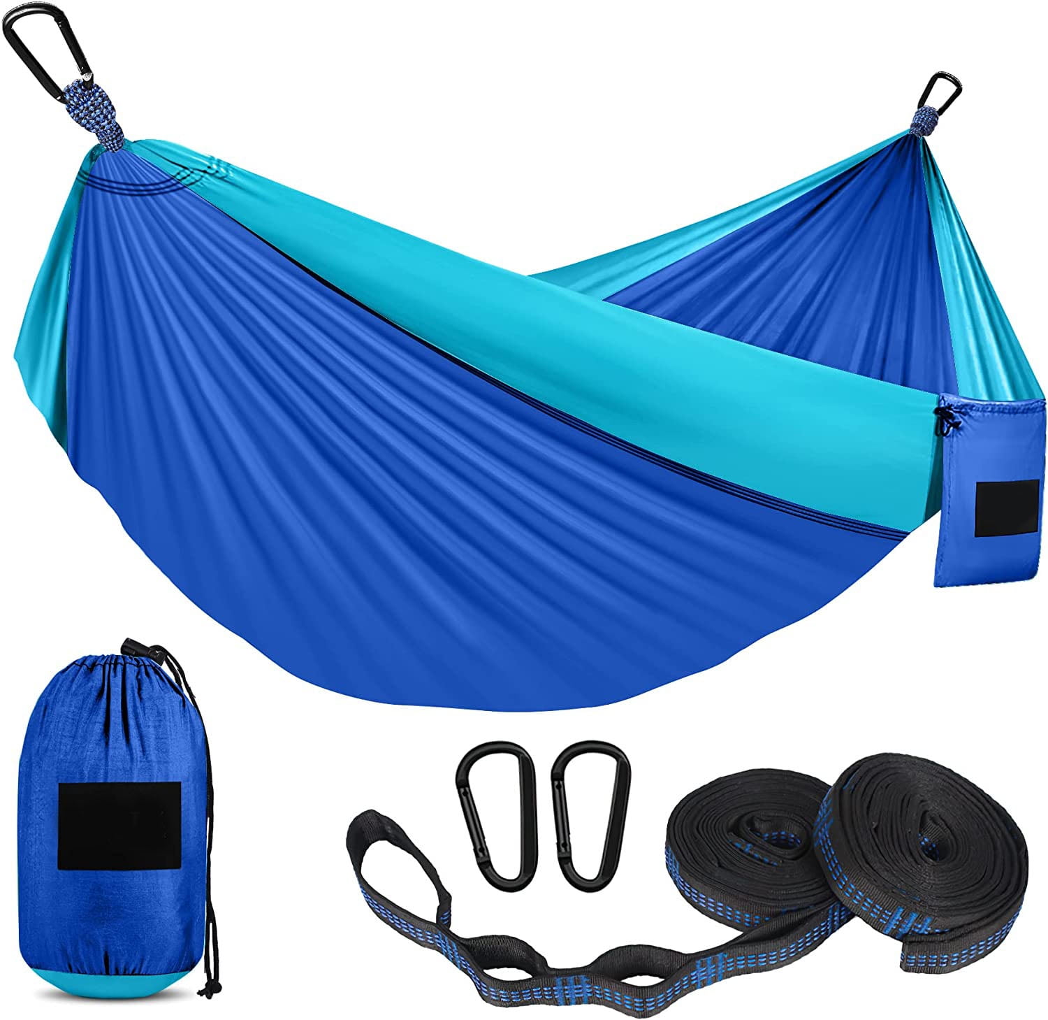 Jiarui Packable Double Camping Hammock, Portable for Outdoor & Backpacking, 500 lbs, Royal & Sky