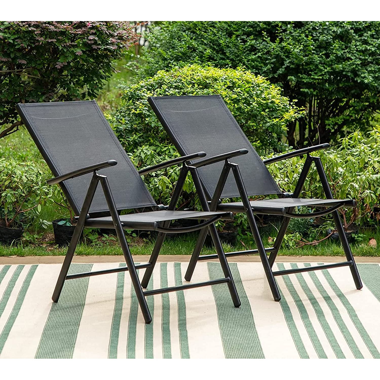 Jiarui Folding Patio Dining Chairs Set of 2, Adjustable Patio Sling