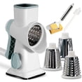 thumbnail image 1 of Jiarui Rotary Cheese Grater with Handle Vegetable Cheese Shredder Slicer Grater for Kitchen 3 Changeable Blades for Cheese Potato Zucchini Nuts Chocolate -White, 1 of 5