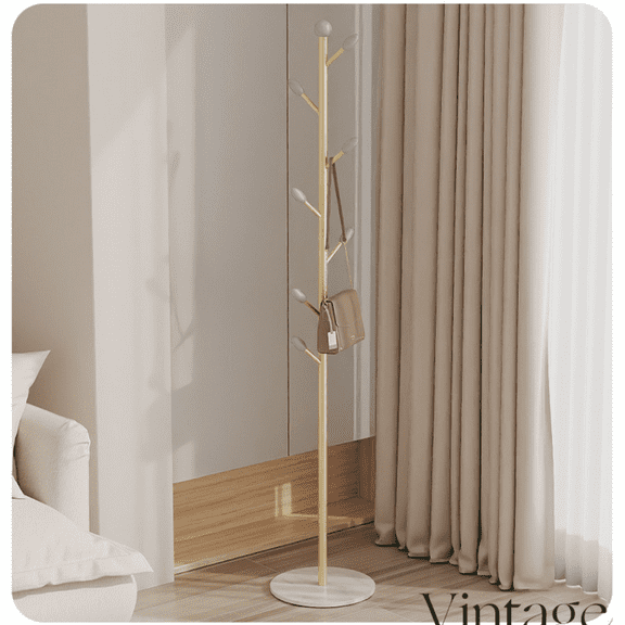 Jiarui Sturdy Coat Rack Iron Floor Stand Marble Hooks Shelf Bedroom Home Storage Modern Holder Cloakroom Simple Metal Clothes Hanger Easy