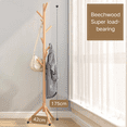 thumbnail image 1 of Jiarui Sturdy Wooden Coat Tree with 8 Hooks, Beechwood Coat Rack Freestanding Hanging Jackets Sweater Bag Wigs, Hat Stand Used in Bedroom/Office/Entryway, White, 1 of 5