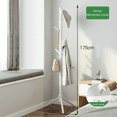thumbnail image 1 of Jiarui Sturdy Wooden Coat Tree with 8 Hooks, Coat Rack Freestanding Hanging Jackets Sweater Bag Wigs, Hat Stand Used in Bedroom/Office/Entryway, White, 1 of 5