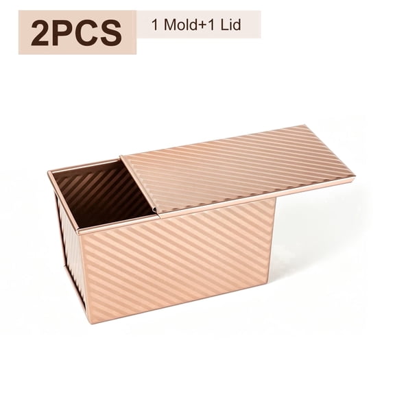 Jiasling Bread Loaf Pan with Lid (1 Mold+1 Lid), Non-Stick Sandwich Baking Pan 8.46''×4.13'' Gold