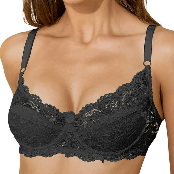 Jiaweic Comfortable Lace Underwire Bra With Adjustable Thin Cup For Women - For Everyday Wear And Versatile Styling Options Black,75B