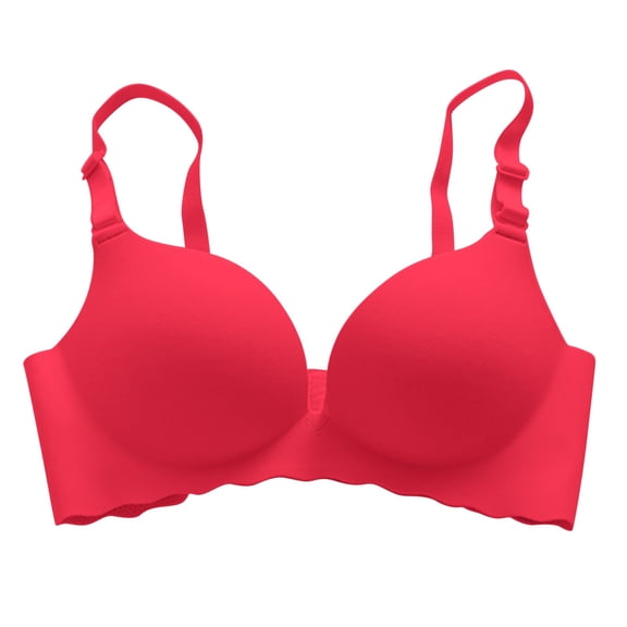 Jiaweic Macaron Underwear Traceless Girl Bra Set Smooth No Underwire Gathered Upper Bracket Adjustable Bra for Comfort and Support Red,38