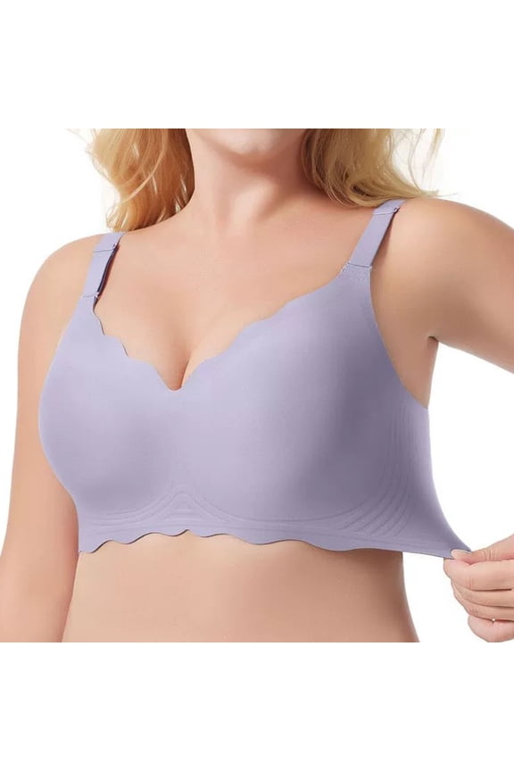Plus Size Bra Fashion Regular Up And Down Wavy Design for Comfort and Support Purple,S