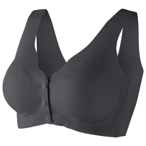 Jiaweic Women Bra Underwear Front Button Seamless Push Up Vest Bra - Comfort and Style in One Dark Gray,XL