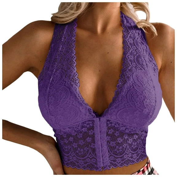 Jiaweic Women's Lace Bra No Underwire Back Underwear for Comfort and Purple,XXXXXL