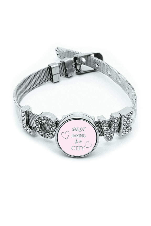 Jiaxing City Icon Art Deco Fashion Bracelet Wristband Crystal Love Adjustable Bangle
